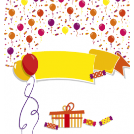 BALONIK URODZINOWY Z ŻÓŁTĄ WSTĄŻKĄ