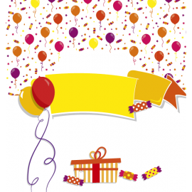 BALONIK URODZINOWY Z ŻÓŁTĄ WSTĄŻKĄ